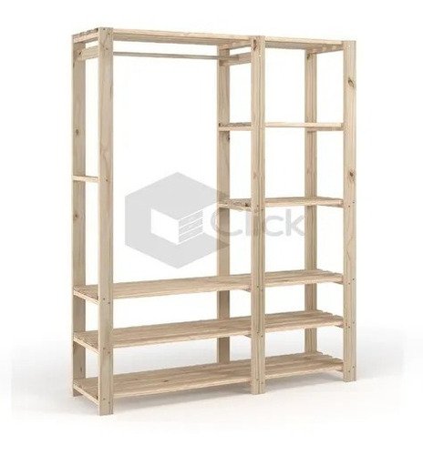 Arara Mais Três Prateleiras Para Armário Estilo Aberto Com Cabideiro Organizador - 4
