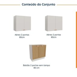 Lavanderia Modulada 3 Peças sem Tampo 2 Aéreos 1 Balcão 2 Portas Arizona Cabecasa Madeiramadeira - 4