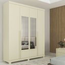 Ver imagem 1 de Guarda-Roupa Solteiro 4 Portas com Espelho com Pés Imperatriz 100% MDF