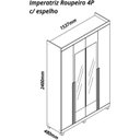 Ver imagem 3 de Guarda-Roupa Solteiro 4 Portas com Espelho com Pés Imperatriz 100% MDF
