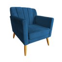 Ver imagem 1 de Poltrona Decorativa Raika Pés de Madeira Tecido Veludo Várias Cores - Estopar Veludo Azul Marinho