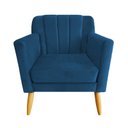 Ver imagem 3 de Poltrona Decorativa Raika Pés de Madeira Tecido Veludo Várias Cores - Estopar Veludo Azul Marinho
