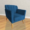 Ver imagem 2 de Poltrona Decorativa Raika Pés de Madeira Tecido Veludo Várias Cores - Estopar Veludo Azul Marinho