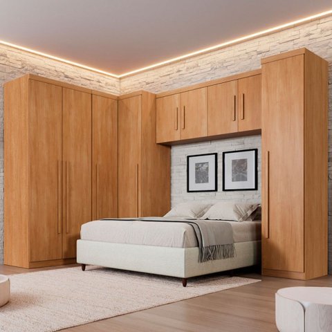Guarda-roupa Casal Modulado Dionísio 9 Portas 3 Gavetas Cinamomo - Pnr Móveis