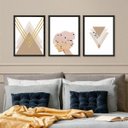 Ver imagem 1 de Kit 3 Quadros Claros para Quarto Nude 24x18cm - com Vidro:madeira Branca