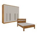 Ver imagem 1 de Quarto de Casal Guarda-Roupa 6 Portas Portugal e Cama Casal Safira Espresso Móveis Bege/Cinamomo/Off White