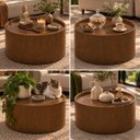 Ver imagem 4 de Mesa de Centro Dois em Um de Madeira Redonda 60cm Mel