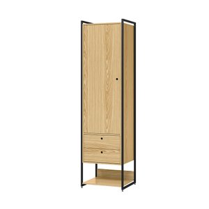Closet Industrial Solteiro Armario com Cabideiro + 2 Gavetas Olivar - Pinus
