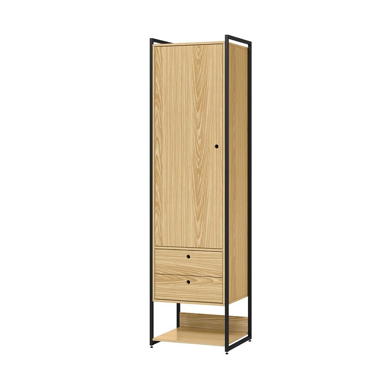 Closet Industrial Solteiro Armario com Cabideiro + 2 Gavetas Olivar - Pinus