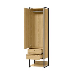 Closet Industrial Solteiro Armario com Cabideiro + 2 Gavetas Olivar - Pinus - 3
