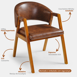 Poltrona para Sala Denver Cor Mel Estofado Corano Whisky - 3