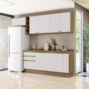 Ver imagem 1 de Armário de Cozinha Completa Garrafeiro 100% Mdf 280cm Nogueira/branco Celeste Kappesberg