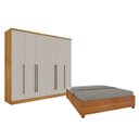 Ver imagem 1 de Quarto de Casal Guarda-Roupa 6 Portas Portugal e Cama Box Casal Monaco Espresso Móveis Bege/Cinamomo/Off White