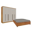 Ver imagem 1 de Quarto de Casal Guarda-Roupa 6 Portas Portugal e Cama Box Casal Queen Monaco Espresso Móveis Bege/Cinamomo/Off White