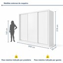 Ver imagem 3 de Guarda Roupa Casal 3 Portas de Correr e 6 Gavetas 242cm Premium Jade