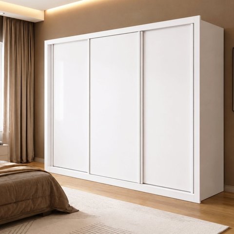 Guarda Roupa Casal 3 Portas de Correr e 6 Gavetas 242cm Premium Jade