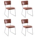 Ver imagem 1 de Kit 4 Cadeiras de Jantar Decorativa Base Aço Preto Luigi PU Caramelo - Gran Belo