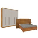 Ver imagem 1 de Quarto Casal Guarda-roupa 6 Portas Portugal e Cama Box Casal Monaco Queen com Painel Espresso Móveis