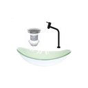 Ver imagem 1 de CUBA DE VIDRO OVAL 47CM BRANCA + VALVULA + TORNEIRA PRETA