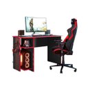 Ver imagem 3 de Mesa para Computador Gamer Escritório Mdp Qmovi: Preto com Vermelho