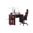 Ver imagem 4 de Mesa para Computador Gamer Escritório Mdp Qmovi: Preto com Vermelho