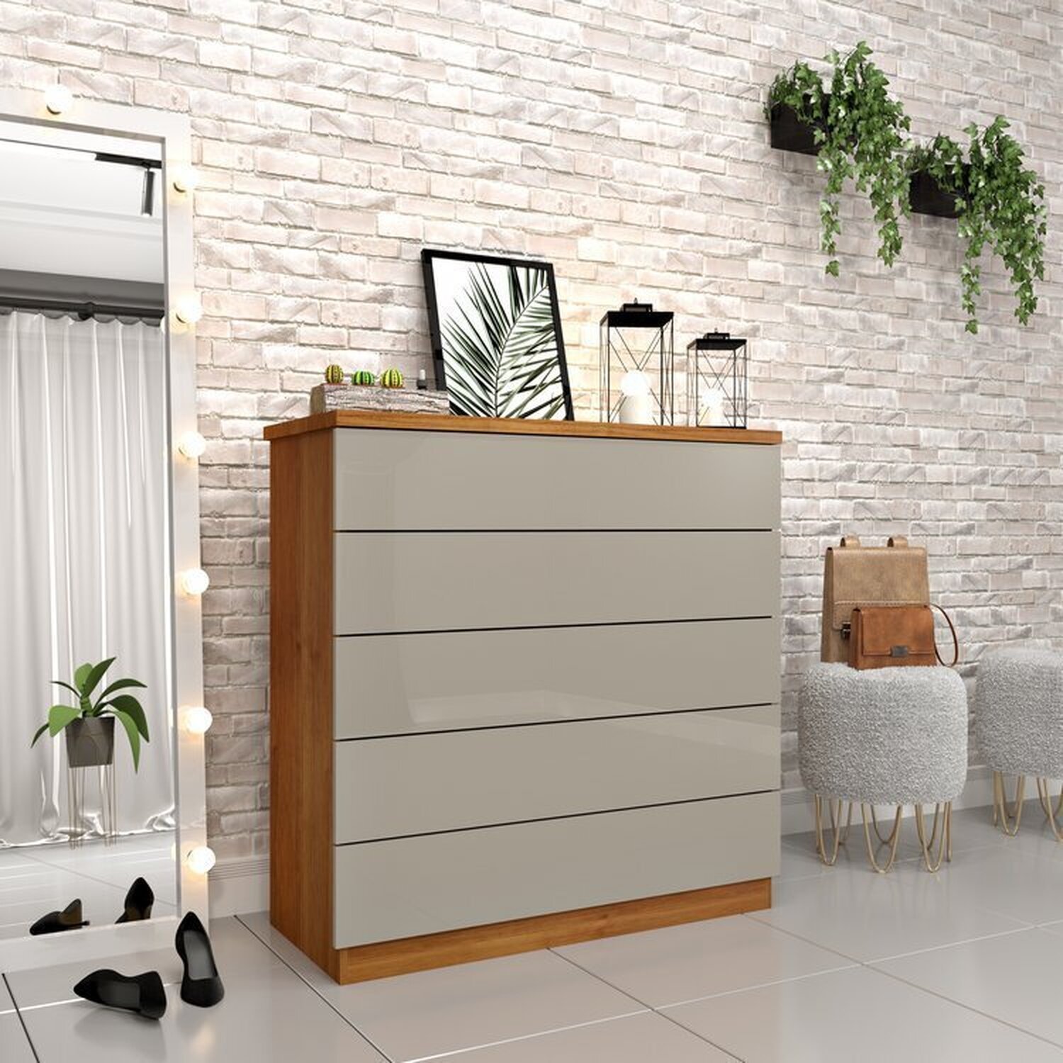 Guarda-roupa 6 Portas Portugal e Comoda 5 Gavetas Premium Espresso Móveis - 3