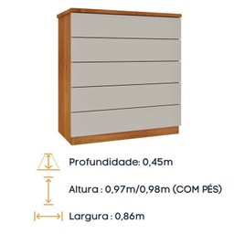 Guarda-roupa 6 Portas Portugal e Comoda 5 Gavetas Premium Espresso Móveis - 15