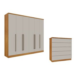 Guarda-roupa 6 Portas Portugal e Comoda 5 Gavetas Premium Espresso Móveis - 1