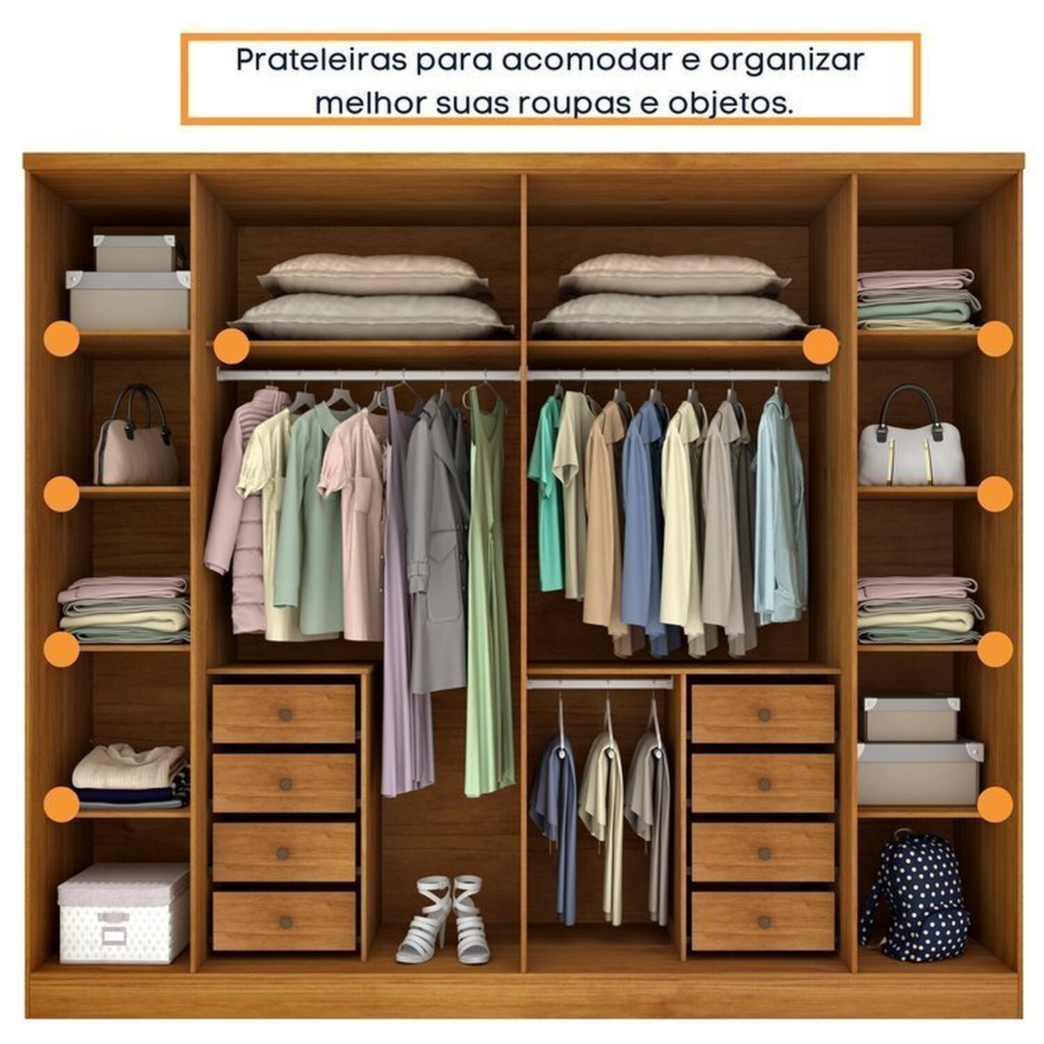 Guarda-roupa 6 Portas Portugal e Comoda 5 Gavetas Premium Espresso Móveis - 8