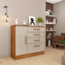 Ver imagem 3 de Guarda-Roupa 6 Portas Portugal e Comoda 4 Gavetas Chicago Espresso Móveis Bege/Cinamomo/Off White