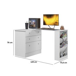 Cômoda com Mesa Giratória Gamer Branco Qmovi - 2