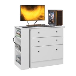 Cômoda com Mesa Giratória Gamer Branco Qmovi - 4