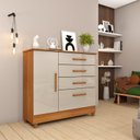 Ver imagem 3 de Guarda-Roupa 6 Portas Portugal e Comoda 4 Gavetas Chicago com Pés Espresso Móveis Bege/Cinamomo/Off White