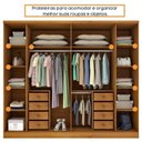 Ver imagem 7 de Guarda-roupa 6 Portas Portugal e Comoda 5 Gavetas Premium com Pés Espresso Móveis