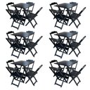 Ver imagem 1 de Kit 6 Jogos De Mesa Com 4 Cadeiras De Madeira Dobravel 60X60 - Preto - Preto