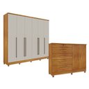Ver imagem 1 de Guarda-Roupa 6 Portas Portugal e Comoda 5 Gavetas Istambul com Pés Espresso Móveis Bege/Cinamomo/Off White