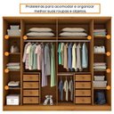 Ver mais imagens de Guarda-Roupa 6 Portas Portugal e Comoda 5 Gavetas Istambul com Pés Espresso Móveis Bege/Cinamomo/Off White