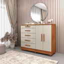 Ver imagem 3 de Guarda-Roupa 6 Portas Portugal e Comoda 5 Gavetas Istambul com Pés Espresso Móveis Bege/Cinamomo/Off White