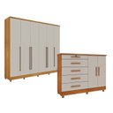 Ver imagem 1 de Guarda-Roupa 6 Portas Portugal e Comoda 5 Gavetas Istambul com Pés Espresso Móveis Bege/Cinamomo/Off White