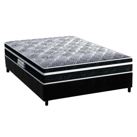 Cama Box Casal: Colchão Espuma D33 Probel /EP Advanced Tech1500 Plus + Base CRC Suede Black(138x188