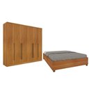 Ver imagem 1 de Quarto de Casal Guarda-Roupa 6 Portas Portugal e Cama Box Casal Monaco Espresso Móveis Bege/Cinamomo
