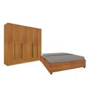 Ver imagem 1 de Quarto de Casal Guarda-Roupa 6 Portas Portugal e Cama Box Casal Queen Monaco Espresso Móveis Bege/Cinamomo