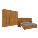 Ver imagem 1 de Quarto de Casal Guarda-Roupa 6 Portas Portugal e Cama Box Casal Monaco Queen com Painel Espresso Móv Bege/Cinamomo
