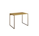 Ver imagem 3 de Escrivaninha Industrial Grécia 90x53 Ferro Dourado Tampo Canela