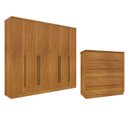 Ver imagem 1 de Guarda-Roupa 6 Portas Portugal e Comoda 5 Gavetas Premium Espresso Móveis Bege/Cinamomo