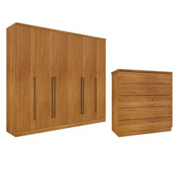 Guarda-roupa 6 Portas Portugal e Comoda 5 Gavetas Premium Espresso Móveis - 1