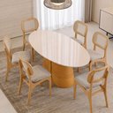 Ver imagem 3 de Mesa de Jantar 8 Lugares Orgânica Elipse Tampo com Vidro 218cm Degas D05 Cedro Off White - Lyam Deco