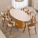 Ver imagem 2 de Mesa de Jantar 8 Lugares Orgânica Elipse Tampo com Vidro 218cm Degas D05 Cedro Off White - Lyam Deco