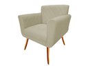 Ver imagem 3 de Kit Namoradeira + 1 Poltrona Decorativa Sabrina Suede Bege Pés Madeira Mz Decor