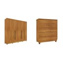 Ver imagem 1 de Guarda-roupa 6 Portas Portugal e Comoda 5 Gavetas Premium com Pés Espresso Móveis